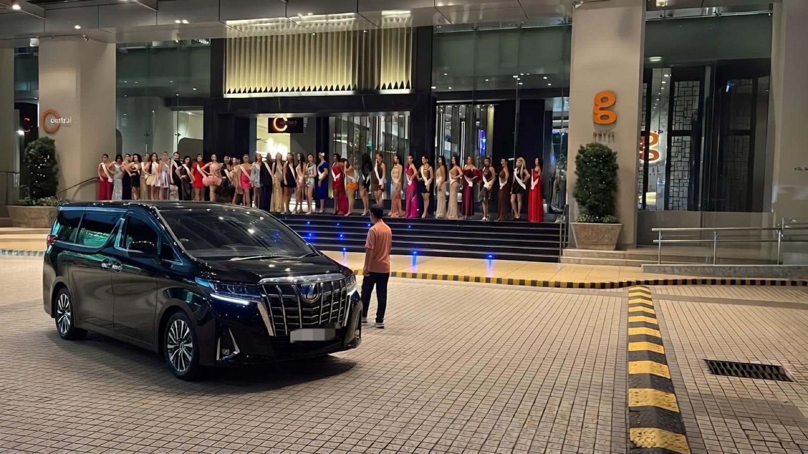 Black Toyota Alphard at a hotel entrance in Penang